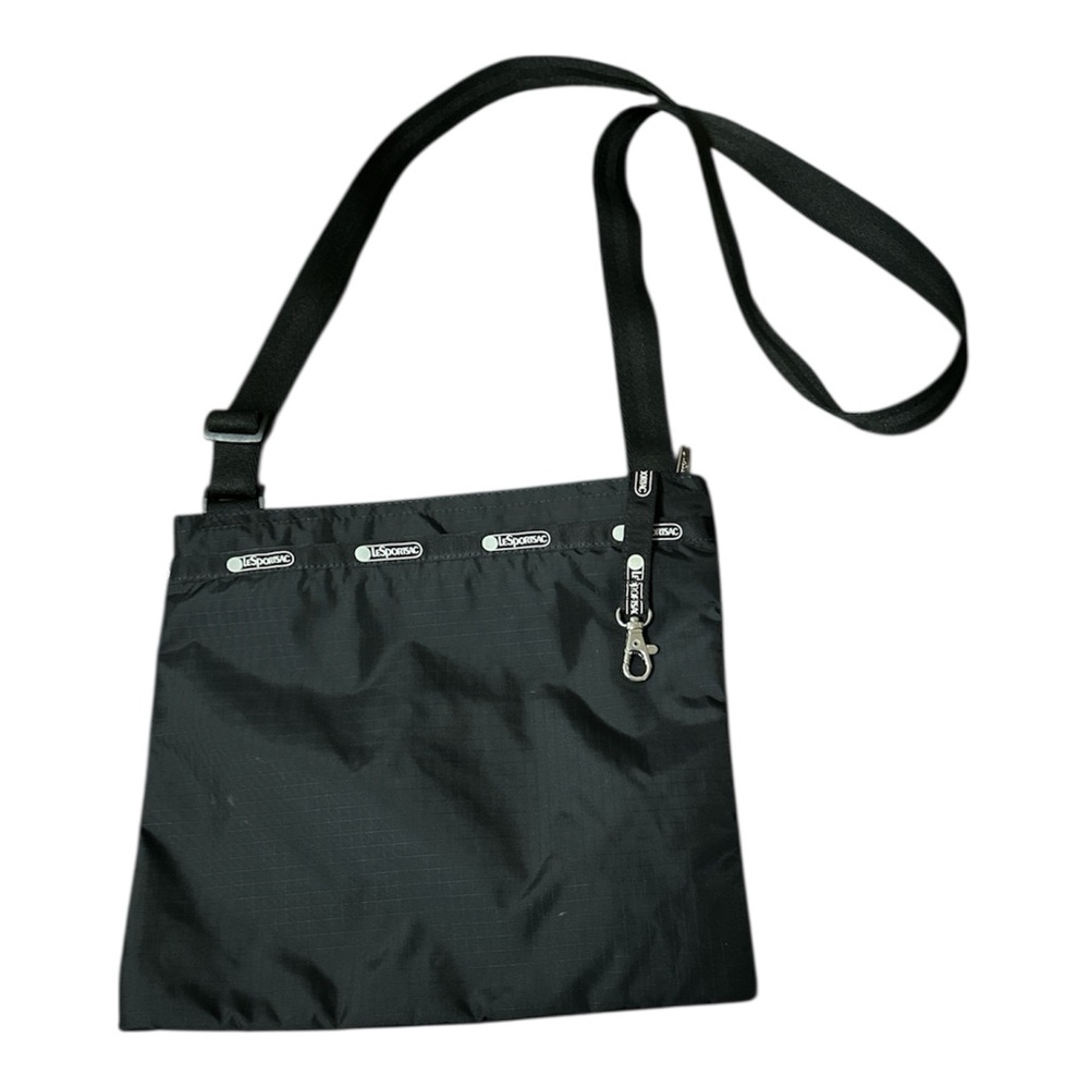 LeSportsac Madison Slim Black Nylon Crossbody Bag in Black 10x11”